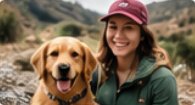 Sarah with her golden retriever