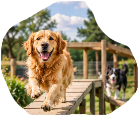 Dog playing in the Adventure Playground